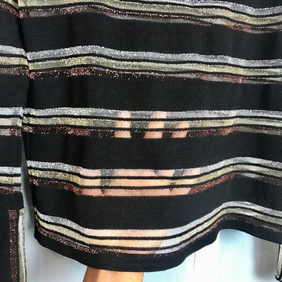 ZARA STRIPED SEMI SHEER BELL SLEEVES TOP - Picture 6 of 9